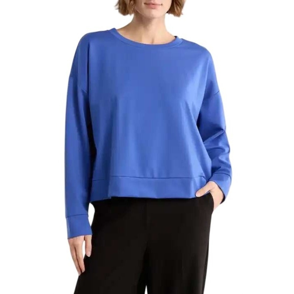 NWT Eileen Fisher Blue Tencel Round Neck Boxy Top L